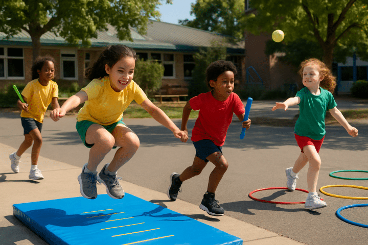 découvrez des jeux sportifs inspirés des jeux olympiques, adaptés pour la cour de récréation ou le centre de loisirs, favorisant l'esprit d'équipe et l'activité physique chez les enfants.