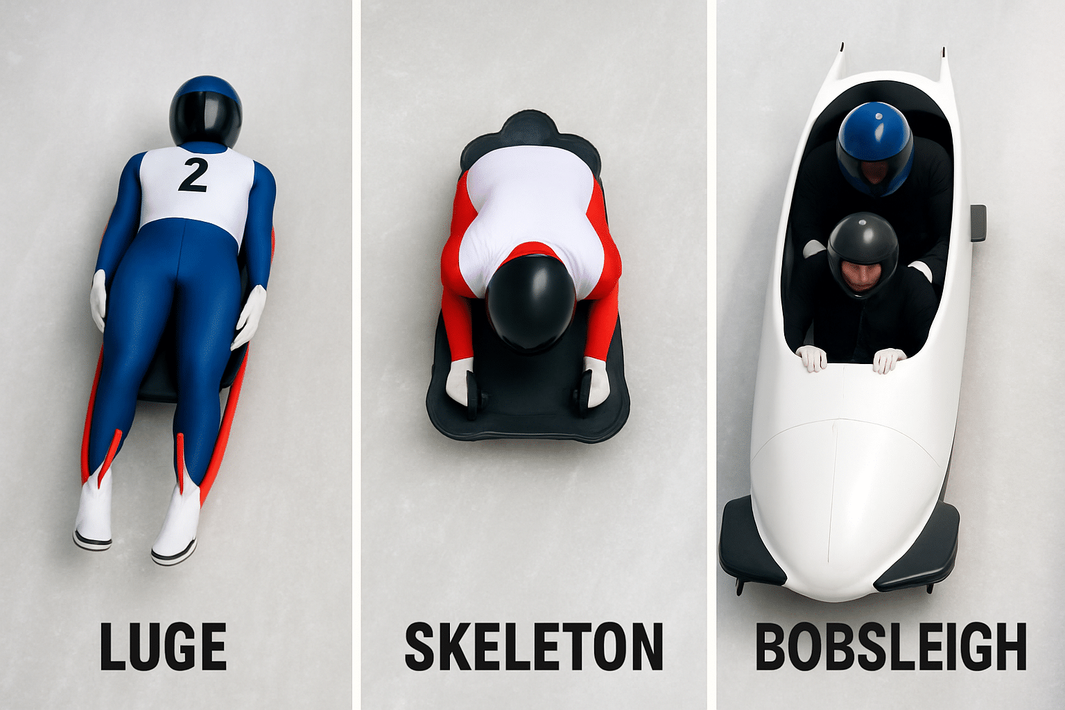 Luge, Skeleton, Bobsleigh : Quelles différences techniques ? découvrez les différences techniques entre la luge, le skeleton et le bobsleigh pour mieux comprendre ces sports d'hiver passionnants.